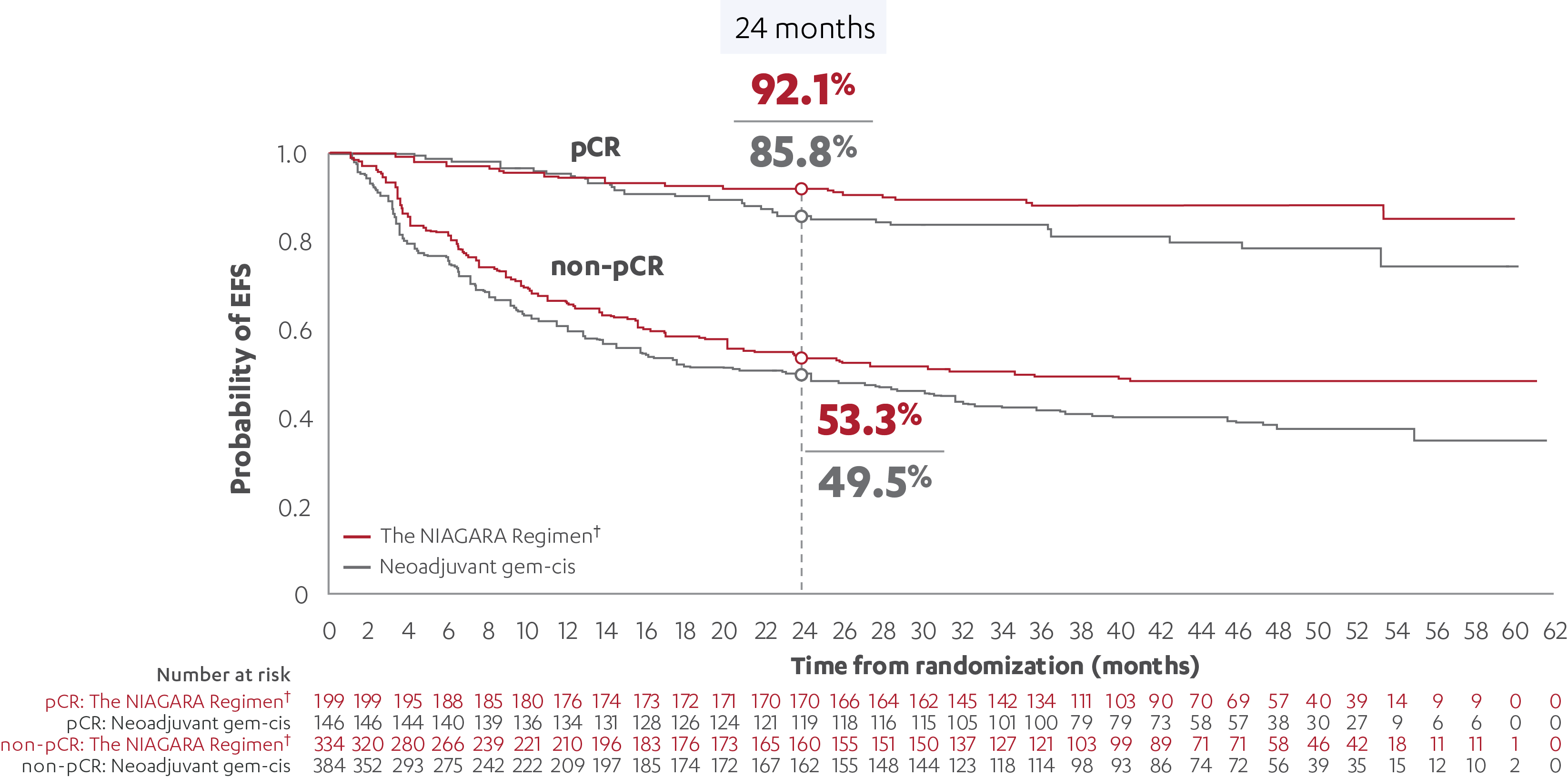 EFS in Patients With and Without a pCR