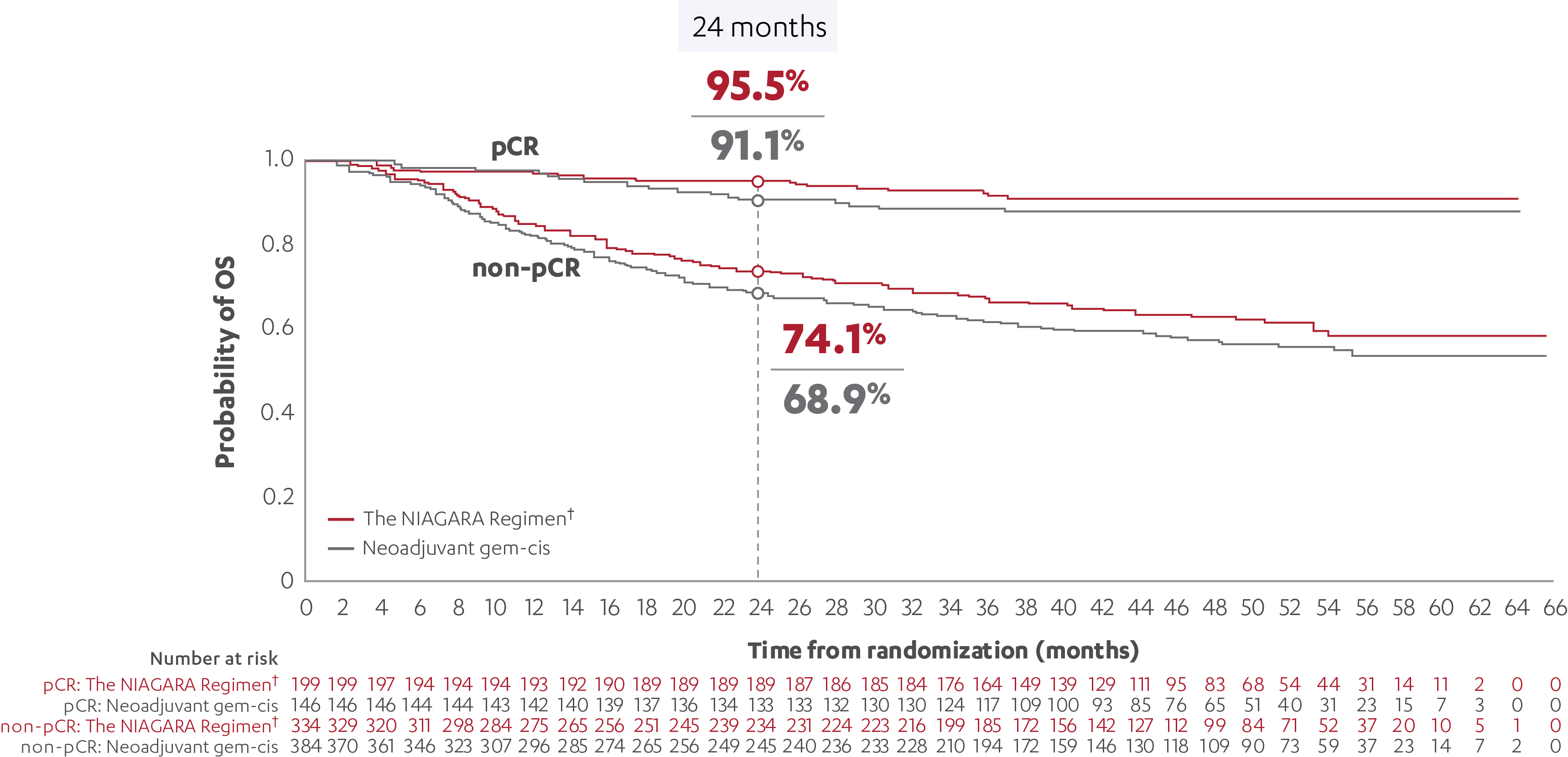 OS in Patients With and Without a pCR