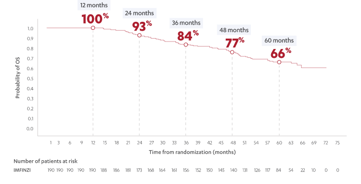 Overall Survival in Patients Who Completed IMFINZI (n=190)